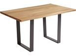 Baumkantentisch MASSIVLINE & MORE "Oviedo 4", braun (wildeiche, metall pulverbeschichtet schwarz, wildeiche), B:160cm H:75cm T:90cm, Tische, Massivholztischplatte mit Baumkante