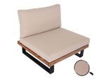 Lounge-Sessel MCW-H54, Garten-Sessel, Spun Poly Akazie Holz MVG-zertifiziert Aluminium ~ hellbraun, Polster beige