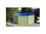 Pool Evolution Ø 347 cm aus 38 mm kesseldruckimprägnierten Blockbohlen