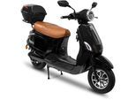 E-Motorroller ROLEKTRO "Retro 45 Lithium, V. 2021", schwarz (schwarz, braun), Elektromotorroller, 45 km/h, bis zu 70 km Reichweite, mit USB-Anschluss und integr. Alarmanlage, B:85cm H:105cm L:199cm