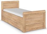 Stauraumbett RAUCH "Bett Einzelbett Stollenbett Bettkästen EVELYN", braun (eiche sonoma), B:99cm H:94cm L:210cm, Betten, Stauraumbett, in Komforthöhe mit Holzkopfteil sowie Schubladen MADE IN GERMANY