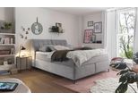 Boxspringbett "Fairfield", grau (hellgrau), B:166cm L:242cm, 92% Polyester, 8% Nylon, SET ONE BY MUSTERRING, Komplettbetten, Boxspringbett, Kopfteil in Kassenoptik, Metallfuß schwarz, Breite 160 oder 180 cm