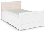 Stauraumbett RAUCH "Bett Einzelbett Stollenbett Bettkästen EVELYN", weiß (alpinweiß), B:129cm H:100cm L:214cm, Betten, Stauraumbett, in Komforthöhe mit Polsterkopfteil sowie Schubladen MADE IN GERMANY