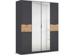 Drehtürenschrank RAUCH "Kleiderschrank Schrank Garderobe Wäscheschrank TICAO", grau (graumetallic, eiche artisan), B:181cm H:210cm T:54cm, Holzwerkstoff, Schränke, Drehtürenschrank, mit 2 geräumigen Schubladen, viel Stauraum MADE IN GERMANY