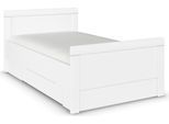 Stauraumbett RAUCH "Bett Einzelbett Stollenbett Bettkästen EVELYN", weiß (alpinweiß), B:129cm H:94cm L:210cm, Betten, Stauraumbett, in Komforthöhe mit Holzkopfteil sowie Schubladen MADE IN GERMANY