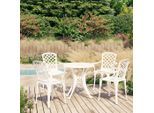 vidaXL 5-tlg. Bistro-Set Aluminiumguss Weiß