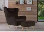 Sessel HOME AFFAIRE "Telford auch in Fellimitat, Sessel B/T/H: 77/92/106 cm", braun, B:77cm H:106cm T:92cm, Samtoptik (100% Polyester);Luxus-Microfaser Lederoptik (100% Polyester);Struktur fein (100% Polyester);Fellimitiat (100% Polyester), Sessel, Sessel mit Hocker Ohrensessel mit Hocker Ohrensessel, wahlweise mit und ohne Hocker, in vielen Bezugsqualitäten, Ohrensessel