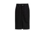 TOM TAILOR DENIM Damen Midi-Jeansrock mit Schlitz, schwarz, Uni, Gr. M