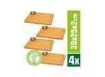 4er Set - Bambus-Servierbrett mit Dip-Schale - 30x25cm Steakbrett aus Holz