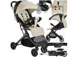 tectake® Buggy-Kinderwagen, Einhand-Klappmechanismus, mit 5-Punkt-Gurt, Feststellbremse, Schutzbügel, pulverbeschichtetes Stahlgestell und pflegeleichter Stoffbezug, für 0 bis 36 Monate geeignet, Belastbarkeit 15 kg