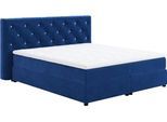 Boxspringbett COTTA "Castle", blau (navy blau), B:184cm L:220cm, 100% Polyester (PES), Komplettbetten, Boxspringbett, mit Strasssteinen im Kopfteil, inkl. Topper