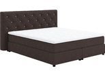 Boxspringbett COTTA "Castle", grau (charcoal), B:164cm L:220cm, 100% Polyester (PES), Komplettbetten, Boxspringbett, mit Strasssteinen im Kopfteil, inkl. Topper