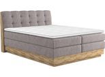Boxspringbett HOME AFFAIRE "Naome", grau (stone), B:201cm L:217cm, 100% Polyester, Komplettbetten, Boxspringbett, Boxspringbett, Inklusive Topper, Topseller