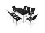 vidaXL 9-tlg. Garten-Essgruppe Stahl Schwarz