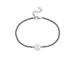 Armband SMART JEWEL "mit Edelstein-Kugeln + Muschelkern-Perle, Silber 925", grau, Armbänder, Damen, 19cm, Silber 925 (Sterlingsilber), Armband