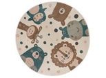 Ben'n'jen Kinderteppich , Multicolor, Beige , Kunststoff , Tier , rund , Oeko-Tex® Standard 100 , für Fußbodenheizung geeignet, in verschiedenen Größen erhältlich, pflegeleicht, strapazierfähig, leicht zusammenrollbar , Teppiche und Böden, Teppiche, Kinderteppiche