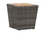 vidaXL Beistelltisch Grau 41,5×41,5×43 cm Poly Rattan & Massivholz