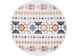 Teppich CARPETFINE "Deja 103", beige, H:4mm Ø:90cm, Polypropylen, Teppiche, Teppich, robustes Flachgewebe, Motiv- Floral Palmenblätter, Hoch-Tief Effekt