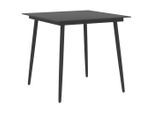 vidaXL Garten-Esstisch Schwarz 80x80x74 cm Stahl und Glas