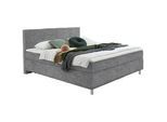 Hom`in Boxspringbett , Grau , Textil , H2 , 100x200 cm , Stoffauswahl, Topper durchgehend, in verschiedenen Größen erhältlich, Matratze in verschiedenen Härtegraden erhältlich, Topperauswahl, Kopfteilauswahl , Schlafzimmer, Betten, Boxspringbetten
