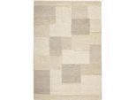 Linea Natura Handwebteppich , Weiß , Textil , Karo , rechteckig , 80x150 cm , Textiles Vertrauen - Oeko-Tex® , Teppiche und Böden, Teppiche, Schafwollteppiche