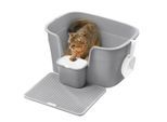 FEANDREA Katzentoilette für große Katzen mit hohen Seitenwänden grau