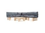 vidaXL 4-tlg. Paletten-Lounge-Set mit Kissen in Grau Holz