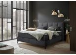 Boxbett ED EXCITING DESIGN "Monroe inkl. Bettkasten, erhältlich in den Breiten 160cm & 180cm", grau (anthrazit), B:183cm L:210cm, 100% Polyester, Komplettbetten, Duo-Matratze - feste Seite mit Kokosmatte