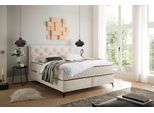 Boxbett ED EXCITING DESIGN "Monroe inkl. Bettkasten, erhältlich in den Breiten 160cm & 180cm", beige (creme), B:183cm L:210cm, 100% Polyester, Komplettbetten, Duo-Matratze - feste Seite mit Kokosmatte