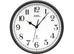 Funkwanduhr AMS, grau (anthrazit), Wanduhren, Ø 37cm, Quarzuhr, Wanduhr, Wohnzimmer, Esszimmer, Küche, Arbeitszimmer, Büro