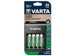 Batterieladegerät Varta LCD Plug Charger, für 4 x Mignon AA/Micro AAA/9 V NiMH-Akkus & 1 x USB, LCD-Anzeige, inkl. 4 Akkus