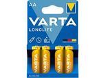 Batterie AA/Mignon VARTA Longlife, hohe Lebens- & Lagerdauer, 1,5 V, 4 Stück