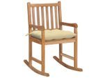 vidaXL Schaukelstuhl mit Cremeweißem Kissen Massivholz Teak