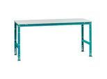 Manuflex Arbeitstisch UNIVERSAL Standard, 2000 x 1000 mm, Melamin lichtgrau, wasserblau