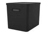 Archivbox Rotho My Paper, stapelbar, bis 23 kg, 10 Hängemappen, abnehmbarer Deckel, Grifflöcher, L 370 x B 290 x H 295 mm, Recycling-Kunststoff, schwarz