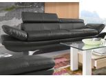 Polstergarnitur COTTA "Enterprise", schwarz, Kunstleder SOFTLUX,mit Kopfteilverstellung-mit Armteilverstellung, Sitzmöbel-Sets, Set: bestehend aus 3-Sitzer und Hocker, Inklusive Rückenverstellung