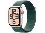Smartwatch APPLE "Watch SE (2024)", beige (polarstern), Smartwatches, 44mm, Cellular, One-Size, Sport Loop, Topseller