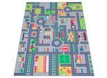 Paco Home Kinderteppich »Bino 576«, rechteckig, 4 mm Höhe, Kurzflor, Strassen-Spiel-Teppich, Kinderzimmer