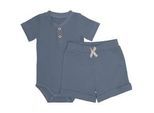 Patinio Babybekleidungsset , Graublau , Textil , 2-teilig , Struktur , Gr. 68 , male , Oeko-Tex® Standard 100 , Babykleidung, Babysets