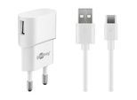 goobay Ladekabel mit Adapter weiß, Kabellänge: 1,0 m, 5 Watt