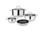 Boxxx Kochtopfset , Edelstahlfarben , Metall , 4-teilig , 24 cm , 5 l,1 l,2 l , konisch , Lfgb , Messskala , Kochgeschirr, Töpfe, Topfsets