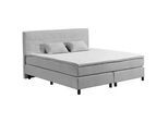 Mid.you Boxbett , Hellgrau , Textil , H2 , 180x200 cm , gepolstertes Kopfteil, Topper durchgehend, Matratze geteilt , Schlafzimmer, Betten, Boxspringbetten