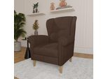 Home affaire Ohrensessel »OSTIANO B/T/H: 80/82/98 cm, Sessel«, Einzelstück, dicke geschwungene Armlehnen, uni und kariert
