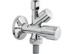 Schell Kombi-Eckventil COMFORT 1/2'' x 3/8'' x 3/4'' - selbstdichtend, mit Fettkammer Oberteil + Rückflussverhinderer - chrom