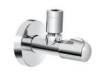 ALBERTONI Design-Eckventil Serie Linea 1/2'' x 3/8'' - mit Quetschverschraubung & Rosette - Messing verchromt