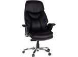 Mid.you Chefsessel , Schwarz , Textil, Leder , Kombination Echtleder/Lederlook,Echtleder , Drehkreuz , 63x140x52 cm , Wippmechanik mit Härtegradeinstellung, Sitzfläche 360° drehbar, ergonomische Rückenlehne , Büromöbel, Bürostühle, Chefsessel