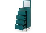 Livetastic Kommode , Blau , Holzwerkstoff , 4 Schubladen , 45x110x40 cm , stehend, aufklappbarer Spiegel , Kleinmöbel, Kommoden, Kommoden