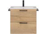 Waschtisch-Set NOBILIA "Tolvina", braun (eiche), B:61cm H:59,1cm T:48,7cm, Kastenmöbel-Sets, Hochglanz Front, in vier Breiten
