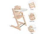 Stokke Hochstuhl-Set , Naturfarben , Holz , Buche , 83x65x46 cm , Fußstütze verstellbar, Sitzfläche verstellbar, höhenverstellbar, Tablett, Snacktablett , Babymöbel & Kindermöbel, Babyzimmer, Hochstühle