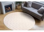 Teppich OBSESSION "Diamond Cut 800", beige (cream), H:30mm Ø:200cm, Polyester, Teppiche, Teppich, Uni Farben, Hoch-Tief Effekt, weich & kuschelig